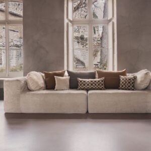 Canapé 4 places en velours chenille Slow Family Amande, vue 2