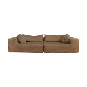 Canapé 4 places en velours chenille Slow Family Noisette