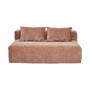 Canapé 3 places sans accoudoirs en velours peluche Slow Geek Vieux rose