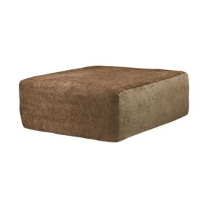 Pouf repose-pieds en velours chenille Slow Pouf Noisette