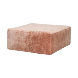 Pouf repose-pieds en velours peluche Slow Pouf Vieux rose