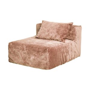 Chauffeuse en velours peluche Slow Solo Vieux rose