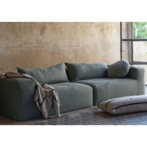 Canapé 4 places en lin et coton Slow Family Blue, vue 2