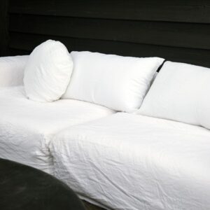 Pouf repose-pieds en lin lavé Slow Pouf Blanc, vue 2