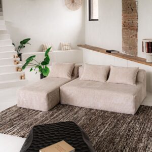 Banquette méridienne en velours côtelé Slow Daybed Ivory, vue 2