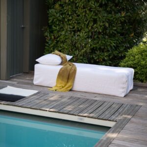Banquette méridienne en lin lavé Slow Daybed Blanc, vue 2