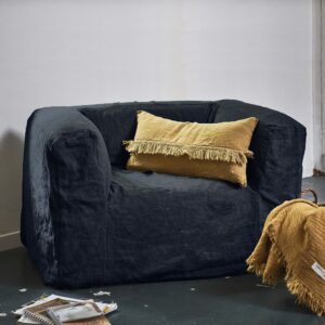 Fauteuil en lin lavé Slow Cub Nuit, vue 2