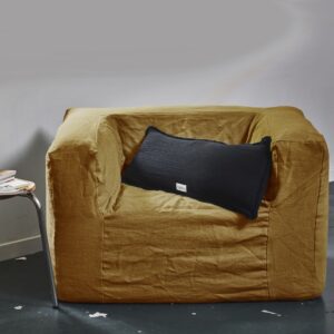 Fauteuil en lin lavé Slow Cub Butternut, vue 2