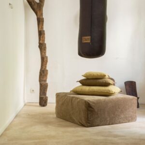 Pouf repose-pieds en velours côtelé Slow Pouf Sépia, vue 2