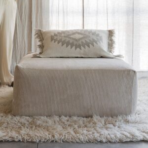 Pouf repose-pieds en velours côtelé Slow Pouf Ivory, vue 2